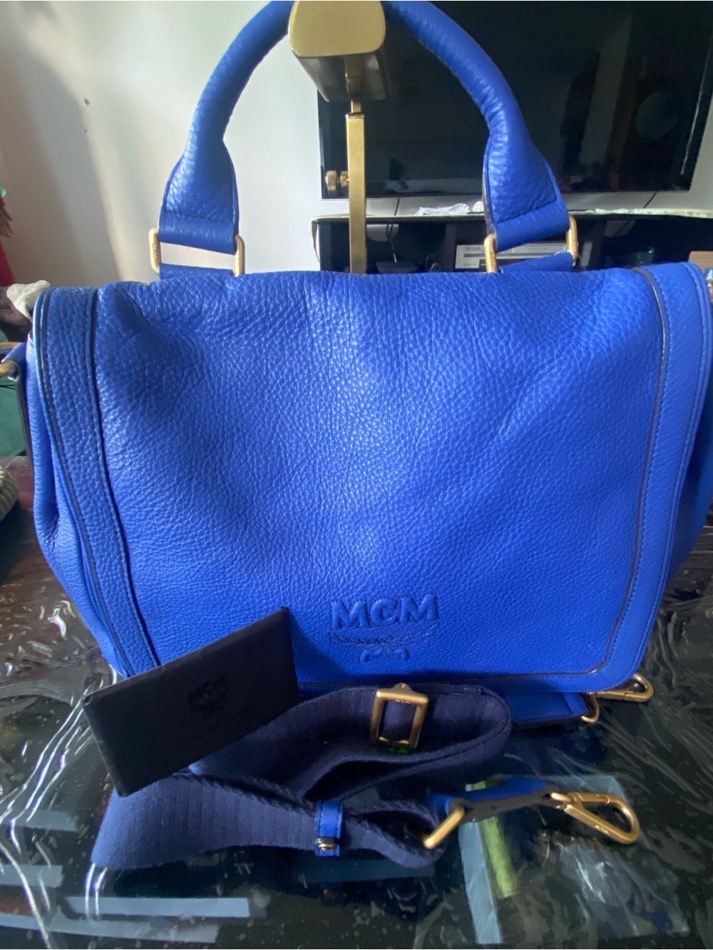 MCM Royal Blue Leather Crossbody Messenger Bag - Picture 11 of 11